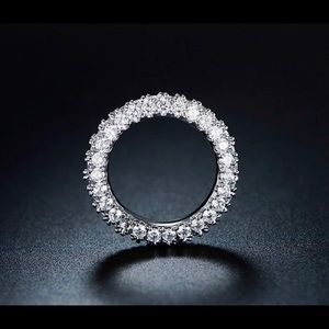 Womens 3 Row Eternity Ring Wedding Band | Barzel 18k White Gold  Plated Sz 5-9